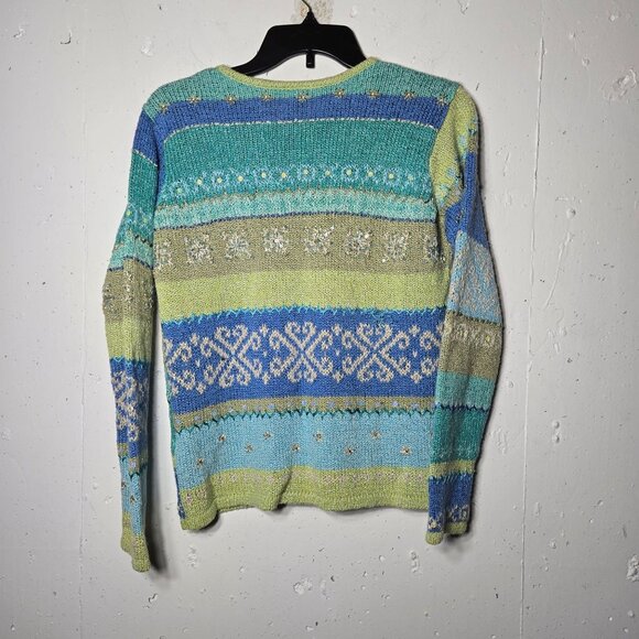 David Brooks Silk Cardigan Sweater Size Medium Cottage Coquette Vintage Art Knit - Picture 4 of 12